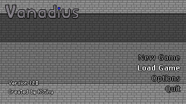 Vanadius title screen